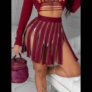 Unique Elastic Waist Skirt 16 Working Silver Zippers Worn At Yr Comfort Level